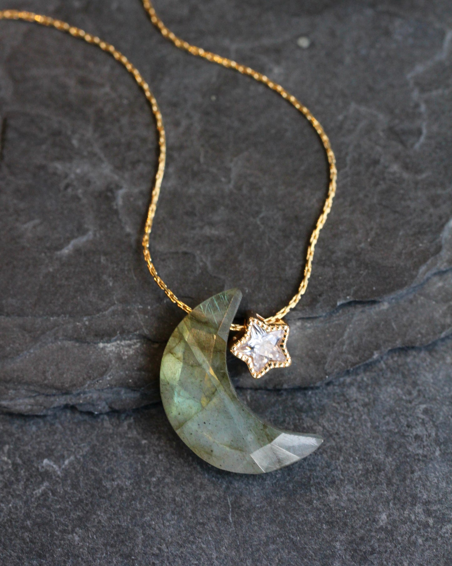 Labradorite Moon Star Necklace