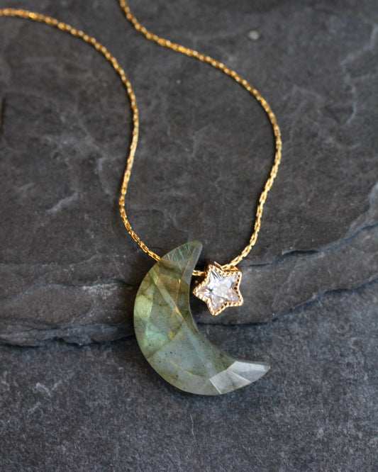 Labradorite Moon Star Necklace