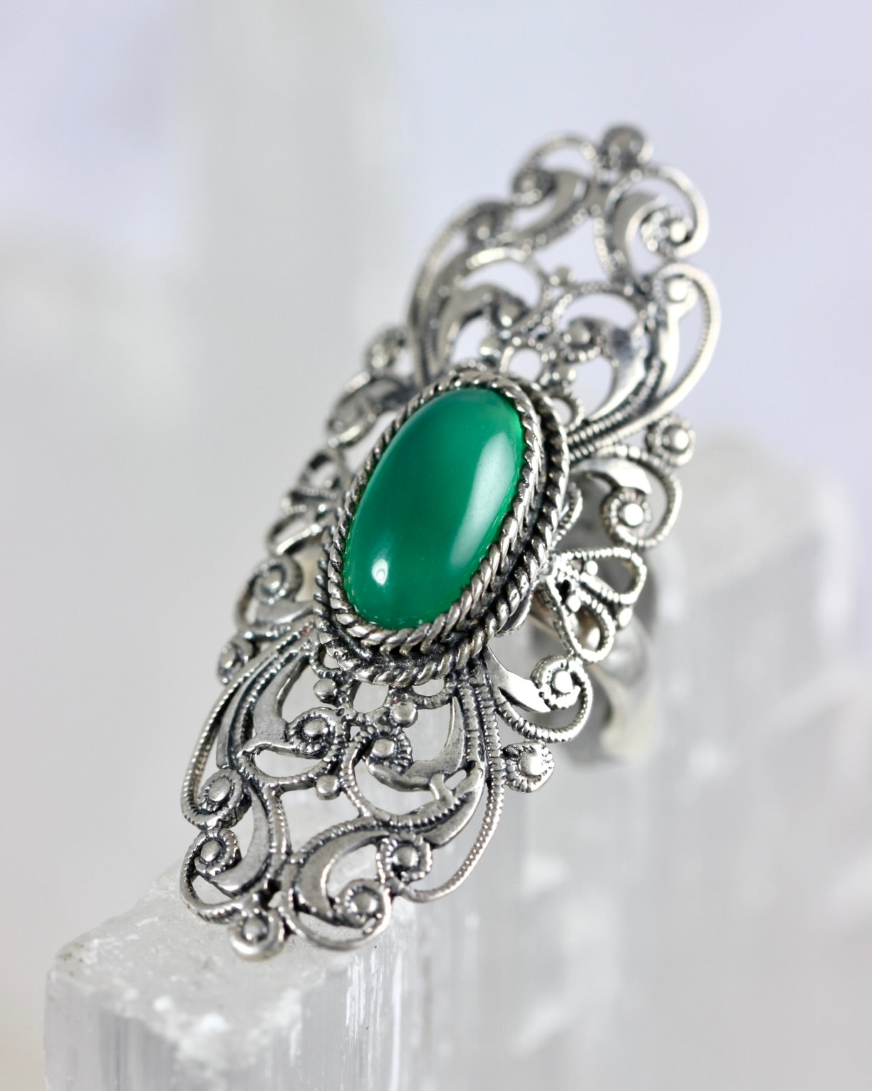 Green Onyx Statement Ring