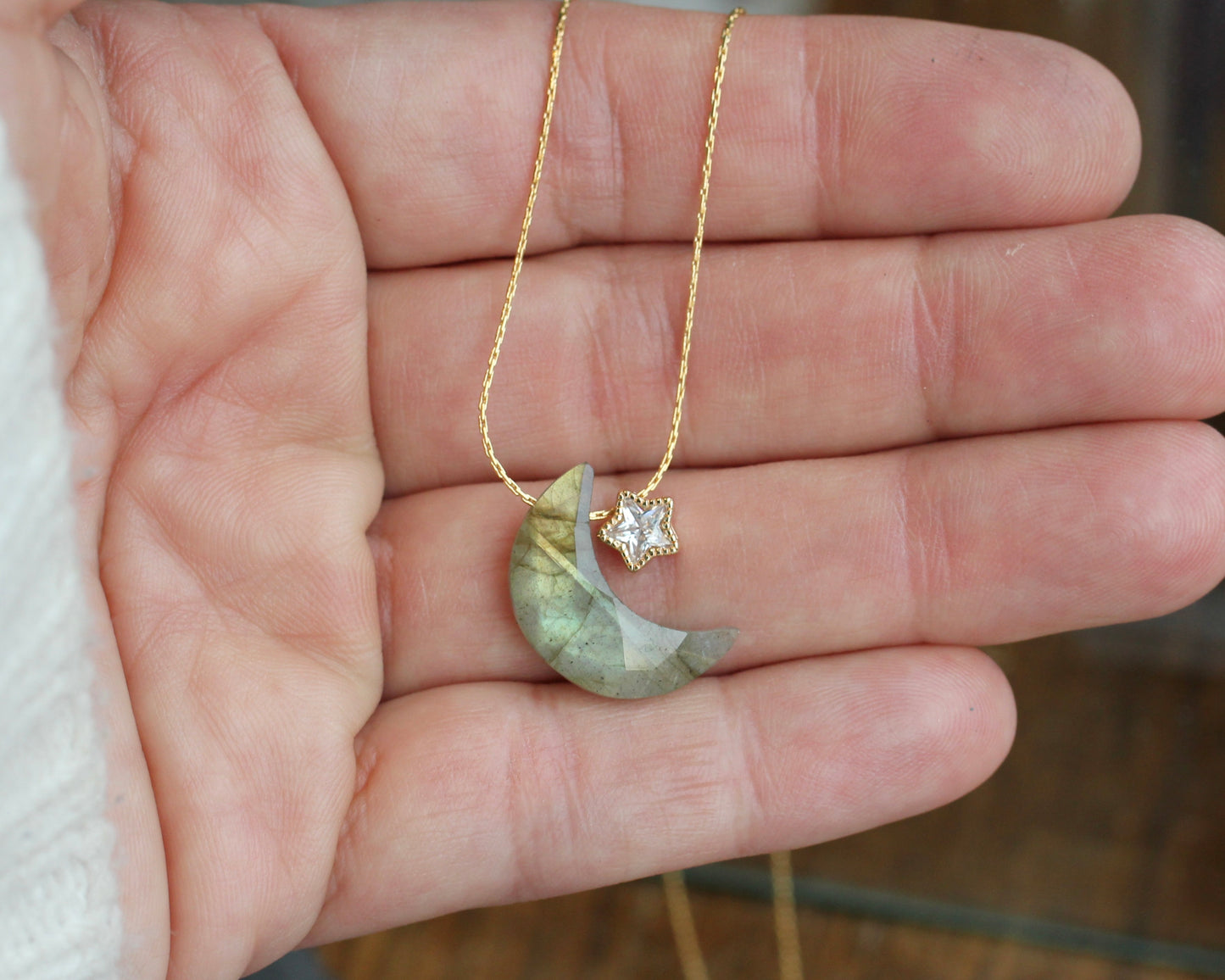 Labradorite Moon Star Necklace