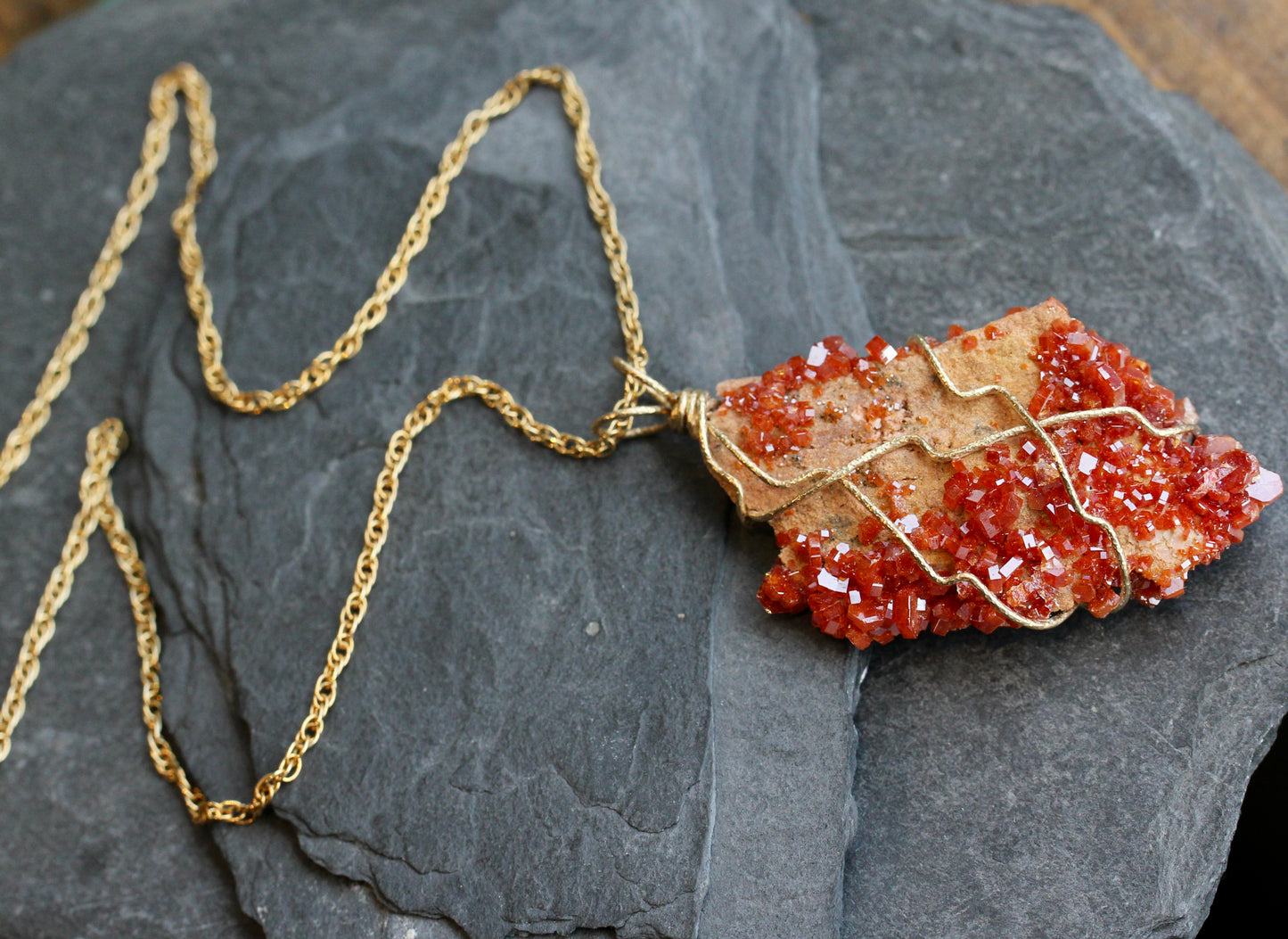 Vanadinite Gold Pendant