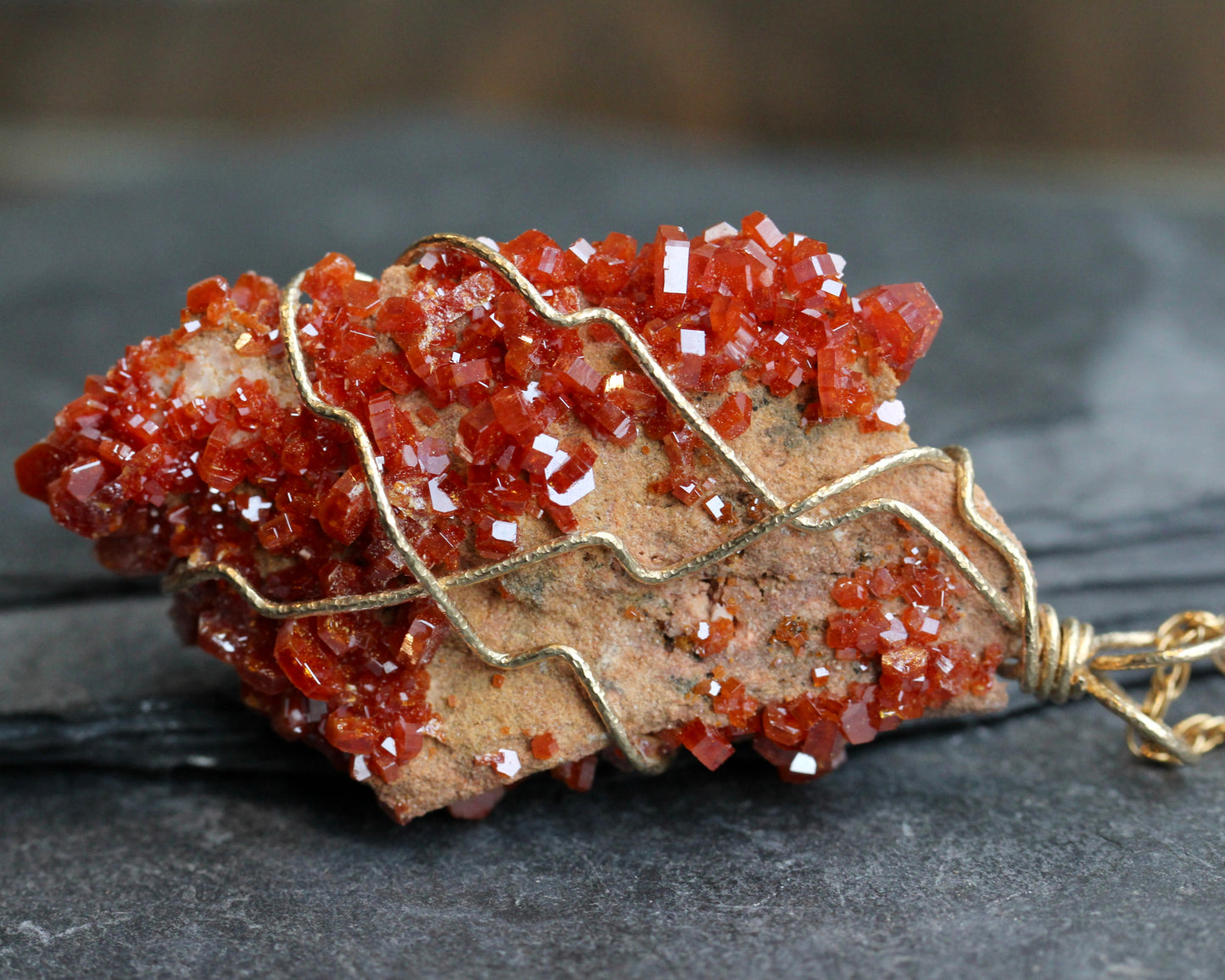 Vanadinite Gold Pendant