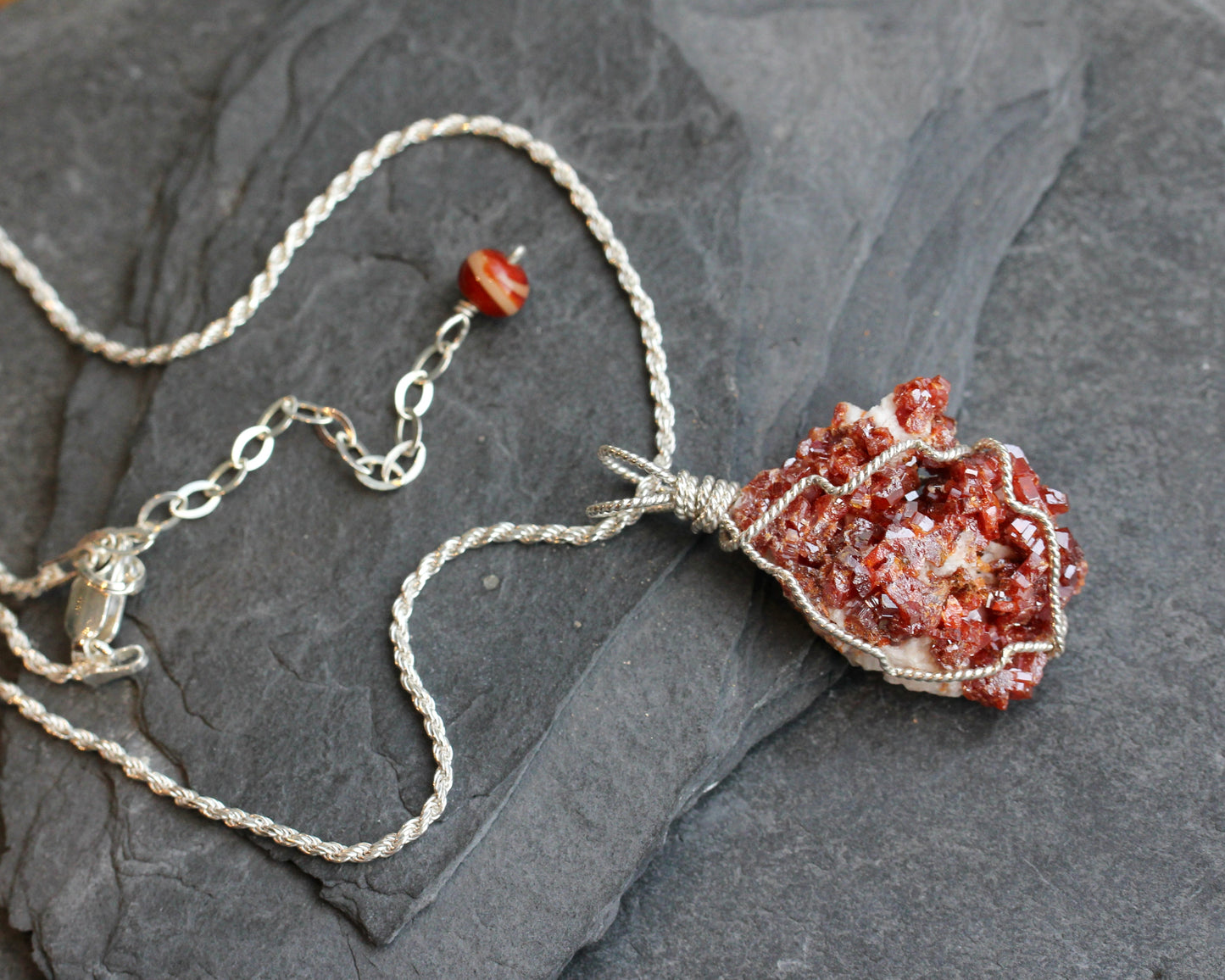Vanadinite Silver Pendant Necklace