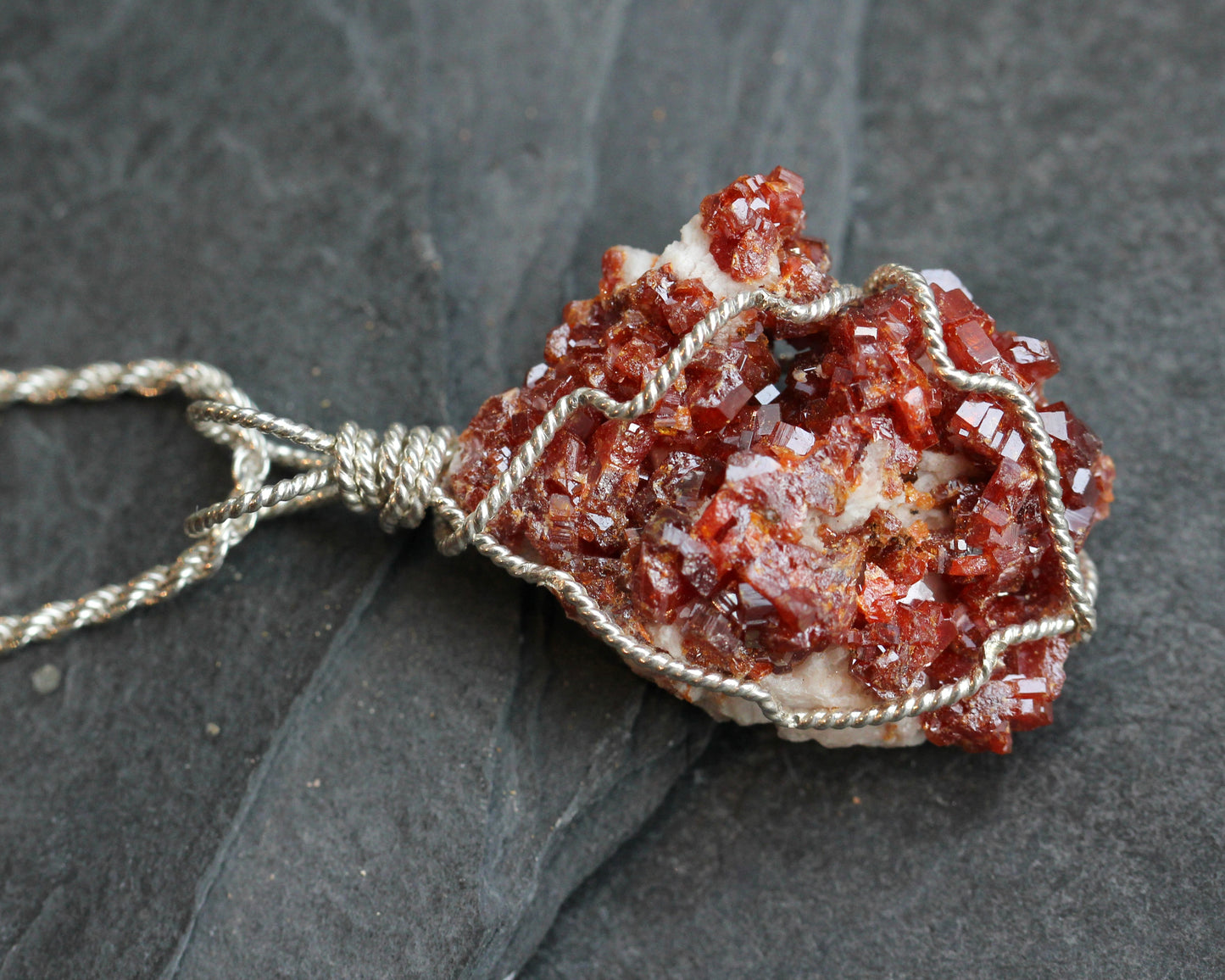 Vanadinite Silver Pendant Necklace