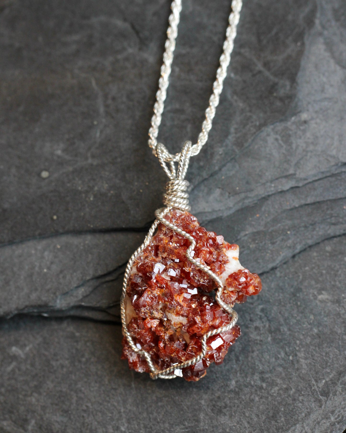 Vanadinite Silver Pendant Necklace
