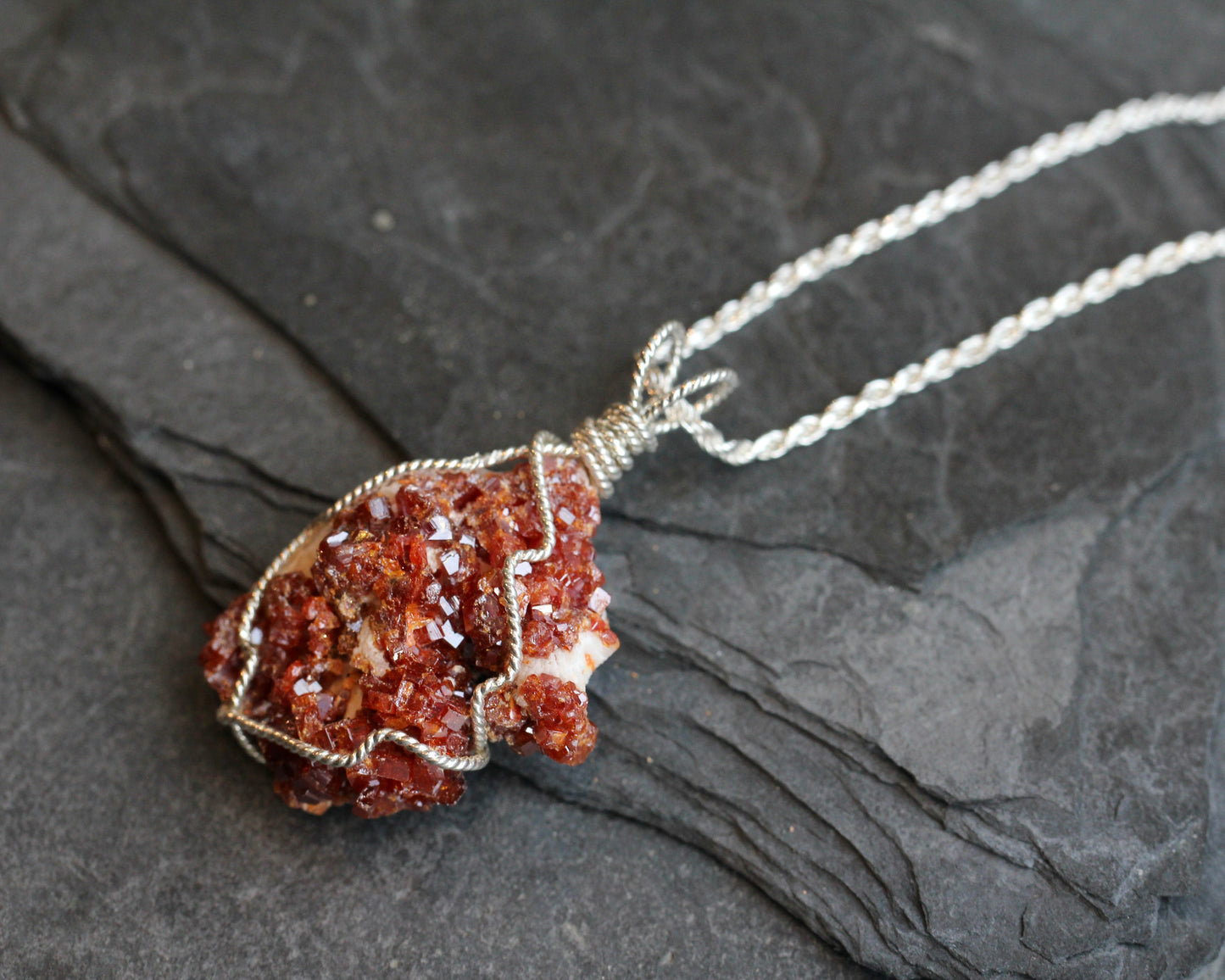 Vanadinite Silver Pendant Necklace