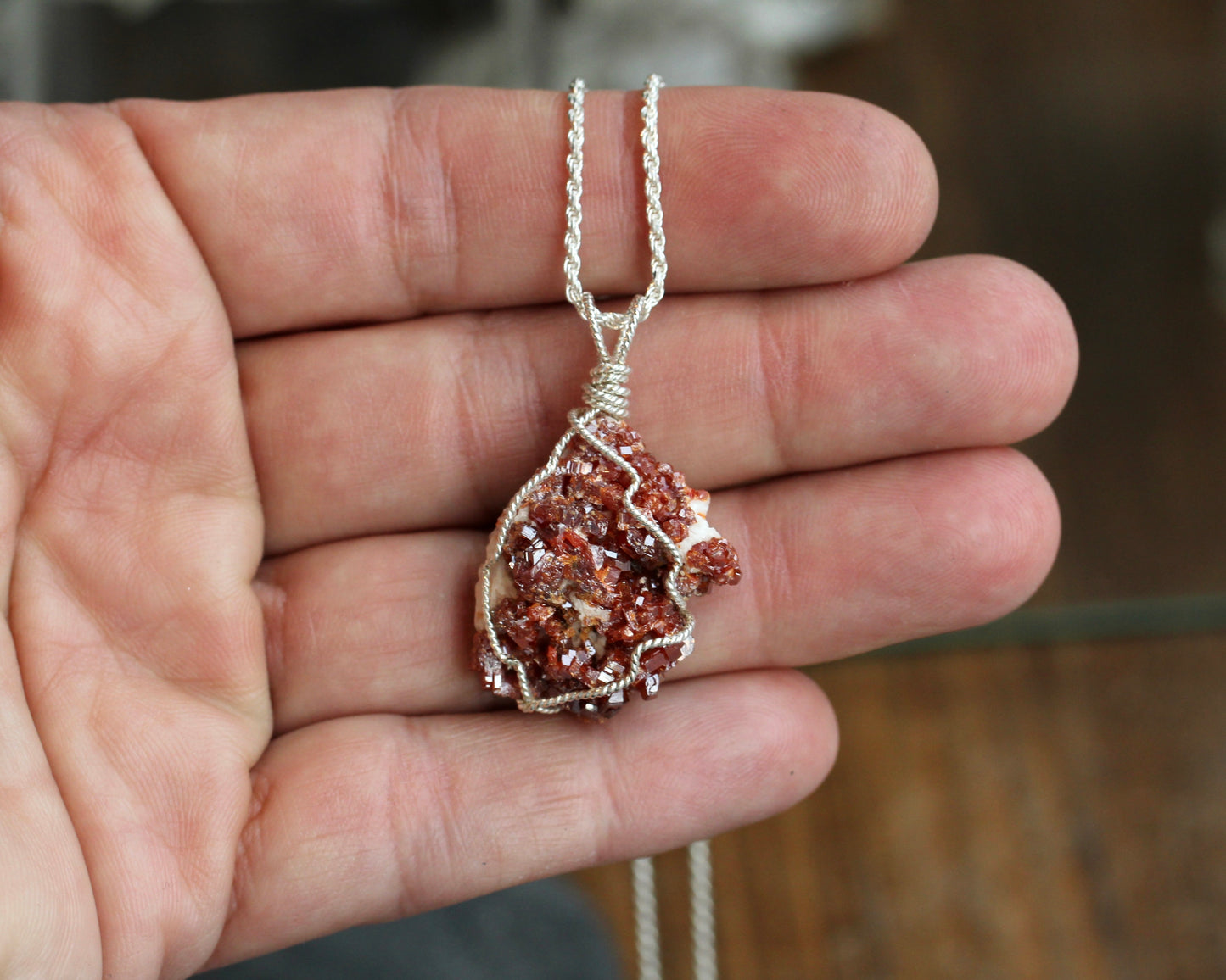 Vanadinite Silver Pendant Necklace