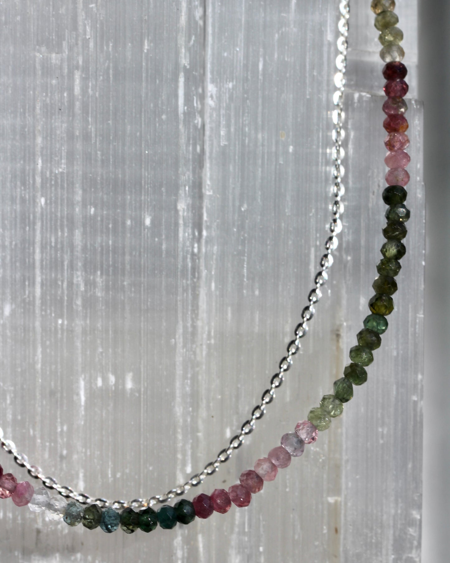 Watermelon Tourmaline Beaded Necklace