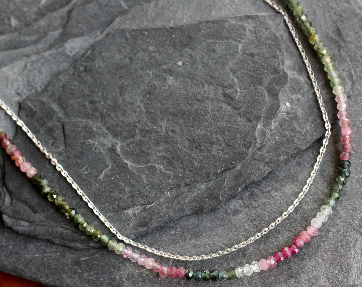 Watermelon Tourmaline Beaded Necklace