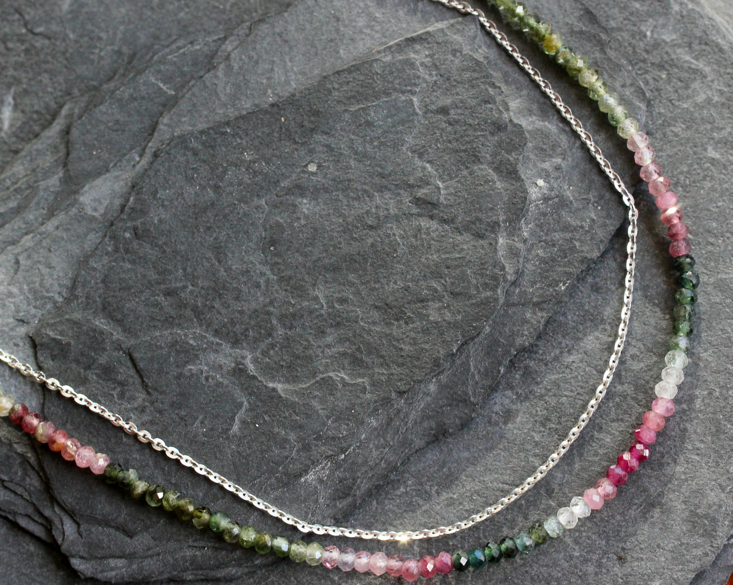 Watermelon Tourmaline Beaded Necklace