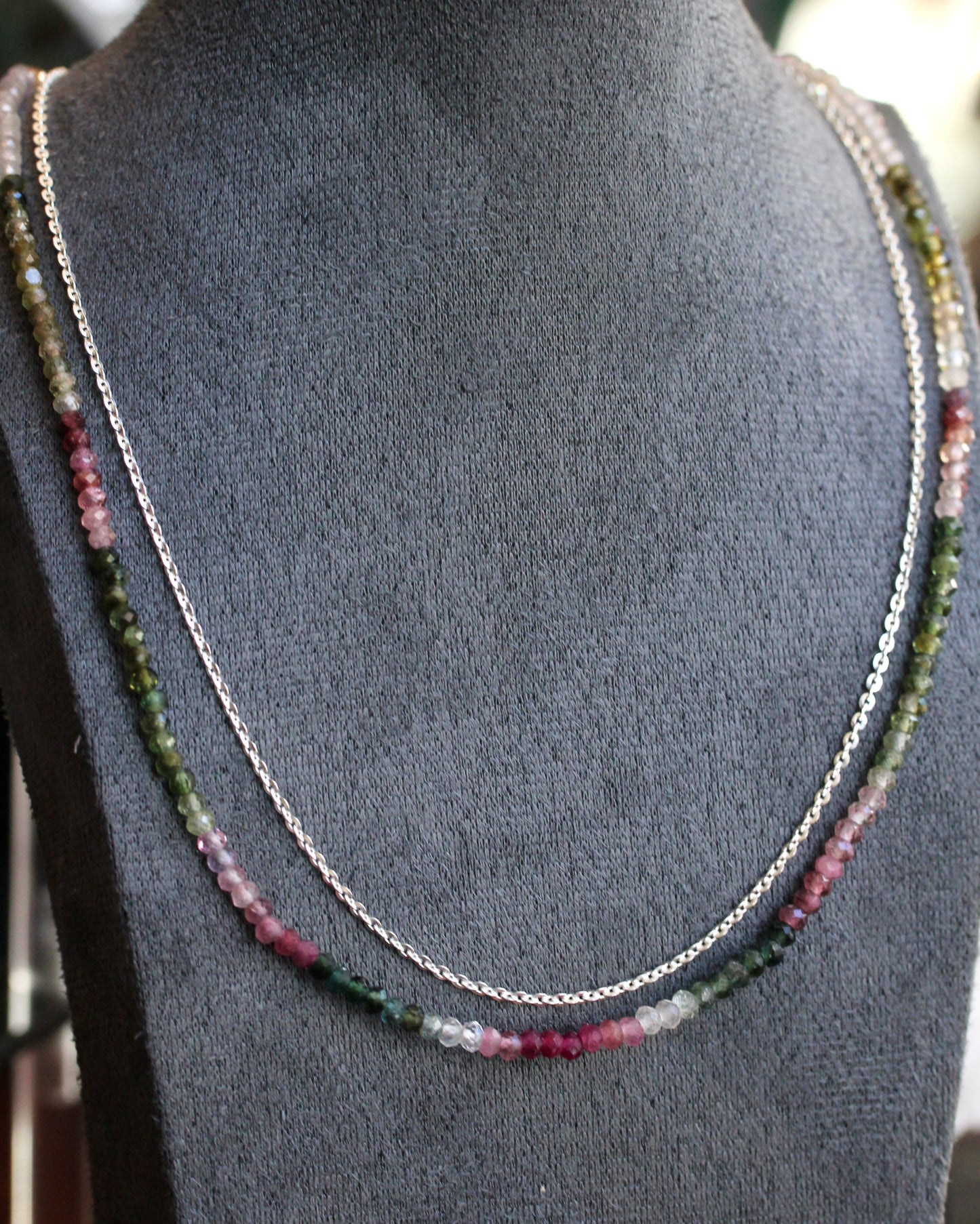 Watermelon Tourmaline Beaded Necklace