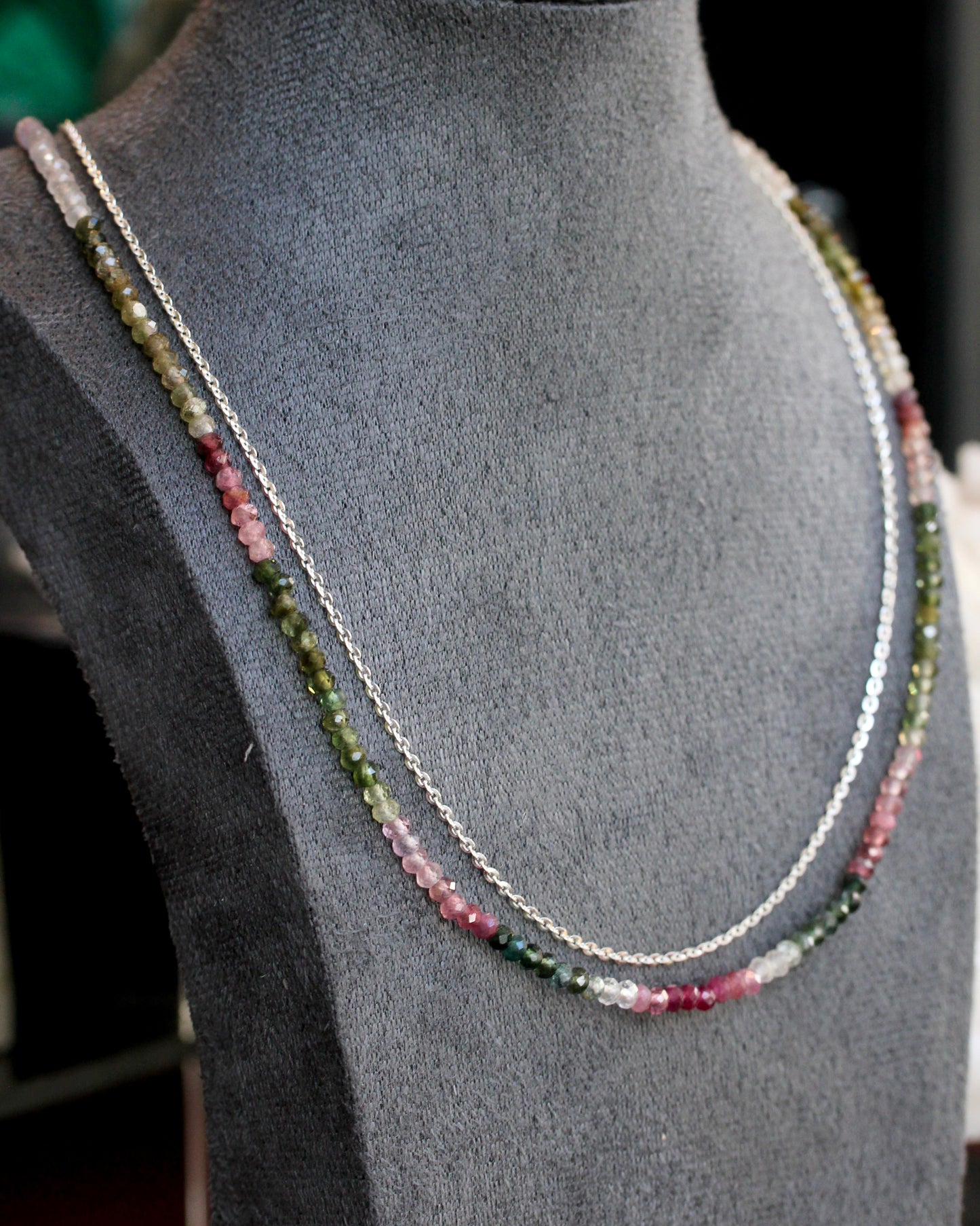 Watermelon Tourmaline Beaded Necklace