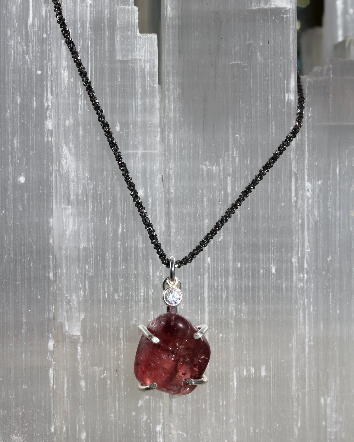 Rubellite Tourmaline Pebble Necklace