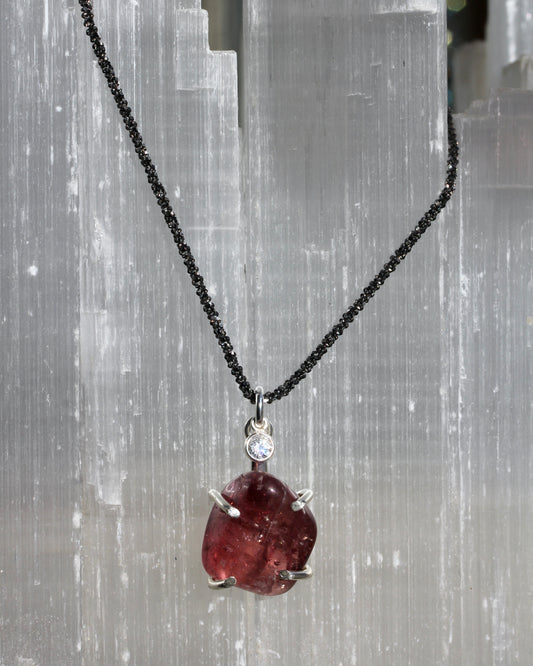 Rubellite Tourmaline Pebble Necklace