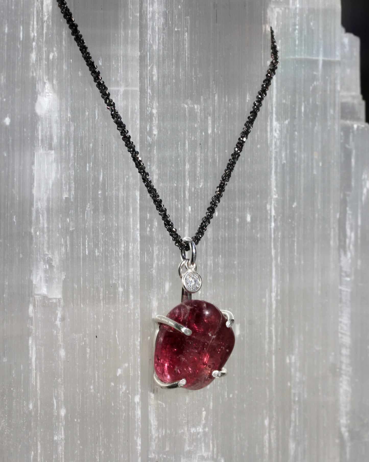 Rubellite Tourmaline Pebble Necklace