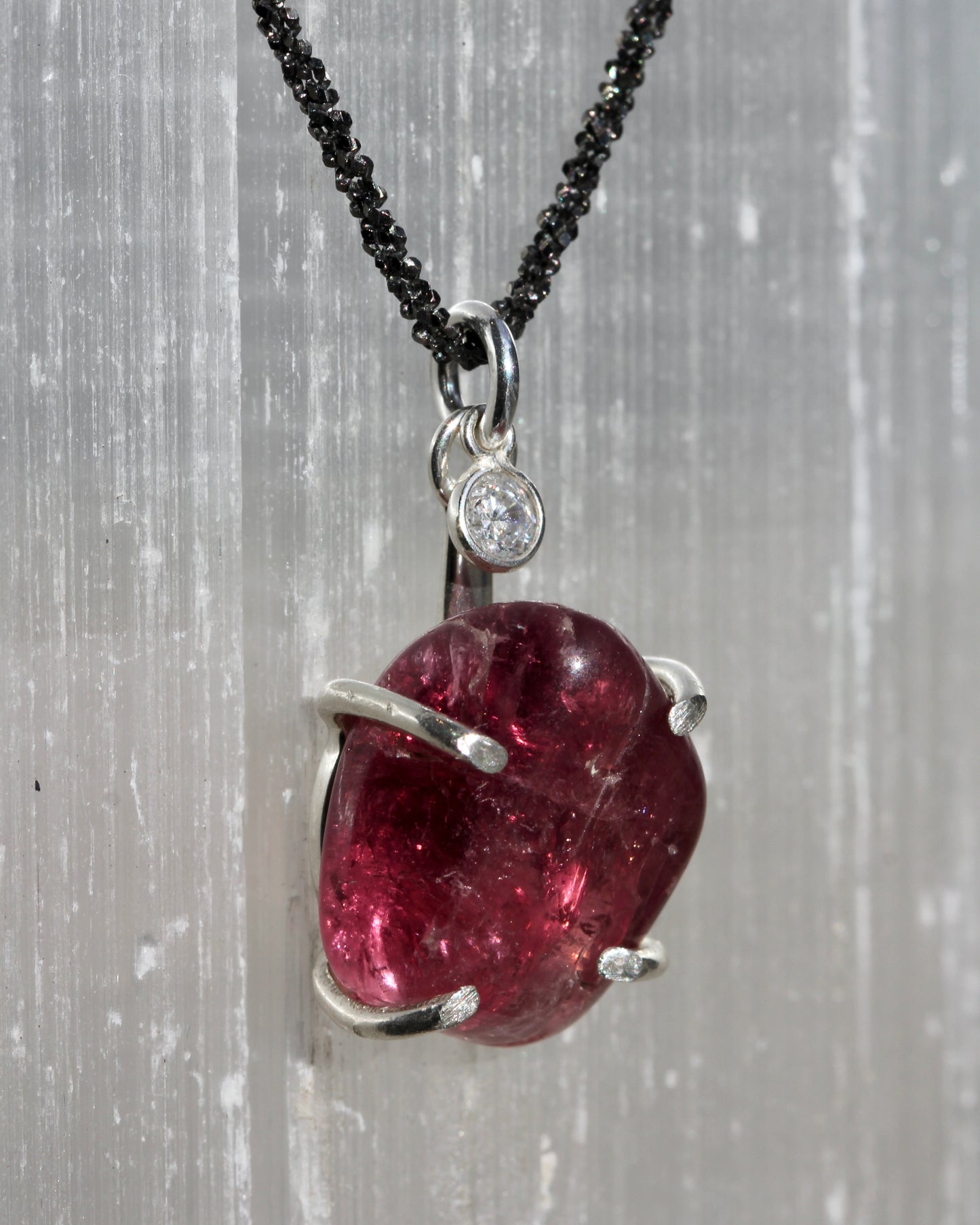Rubellite Tourmaline Pebble Necklace