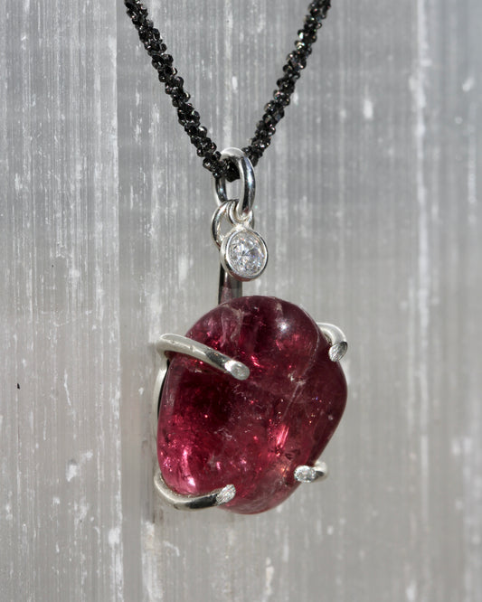 Rubellite Tourmaline Pebble Necklace