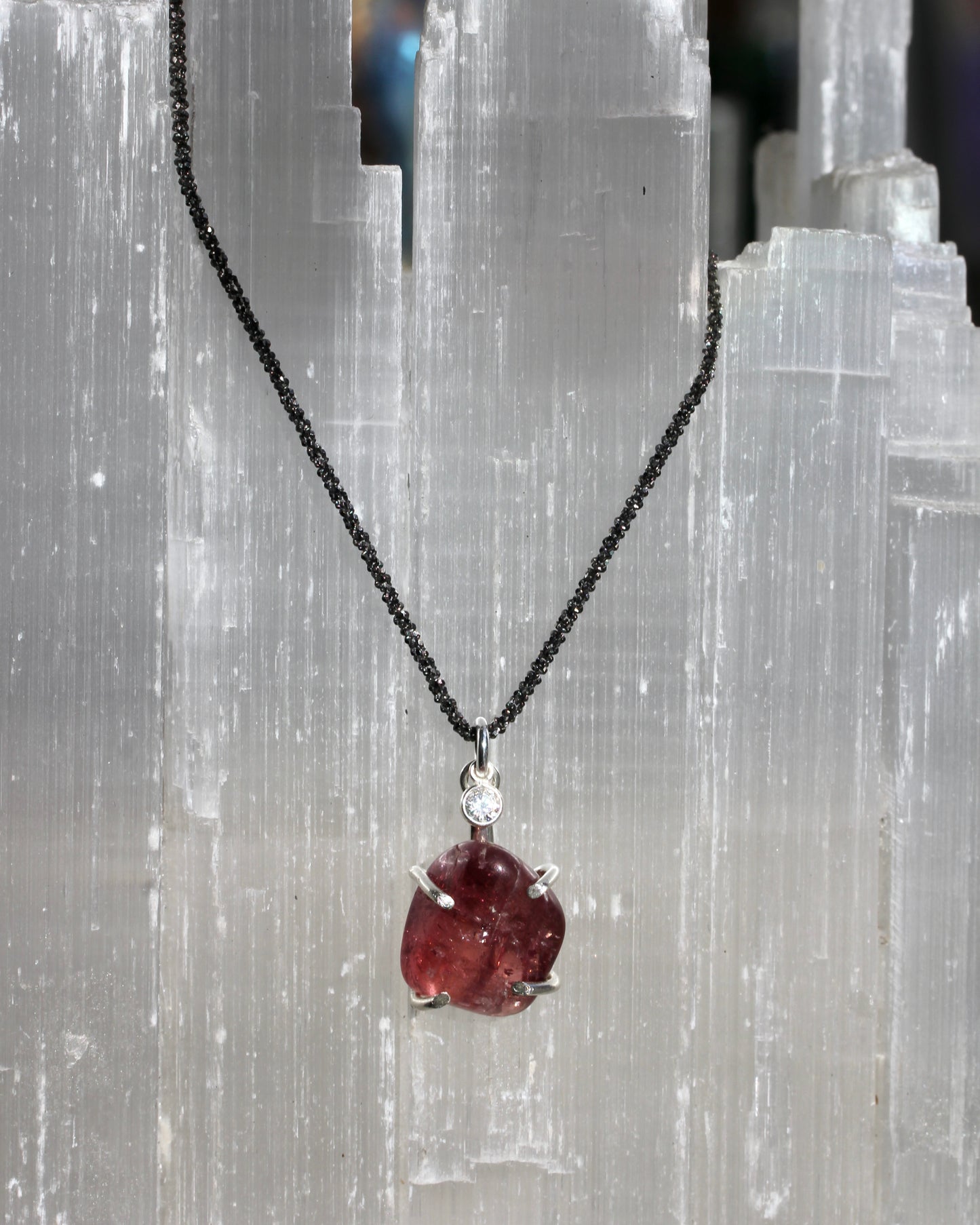 Rubellite Tourmaline Pebble Necklace
