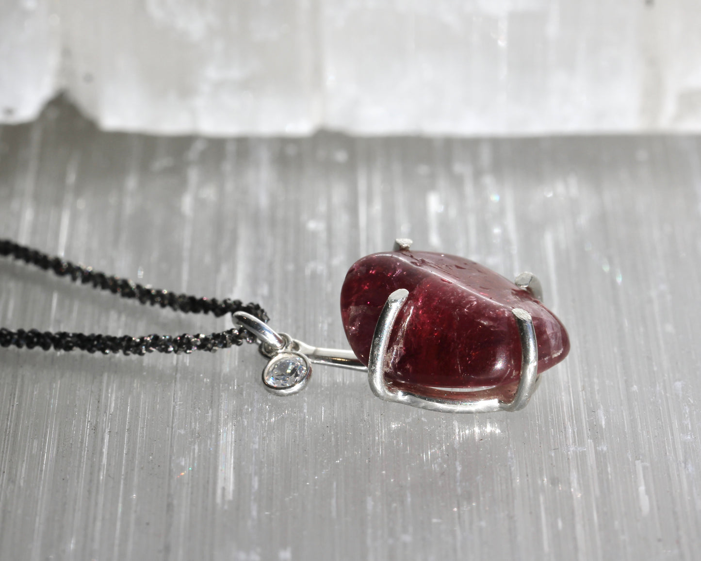 Rubellite Tourmaline Pebble Necklace