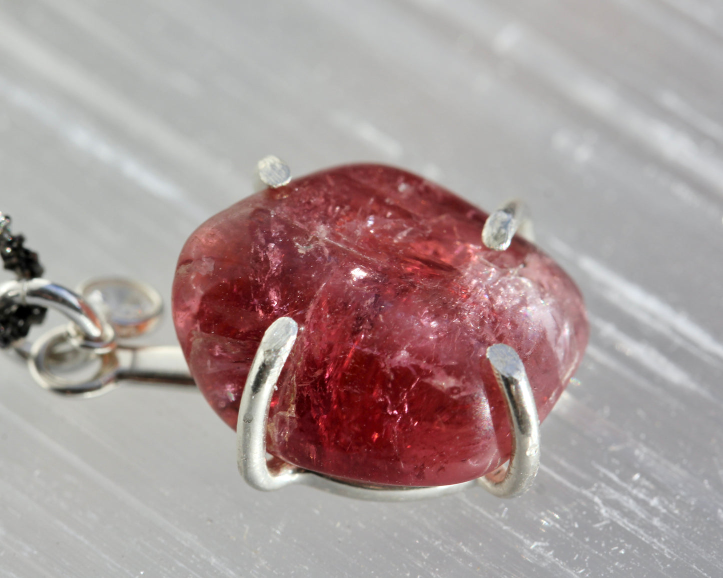 Rubellite Tourmaline Pebble Necklace
