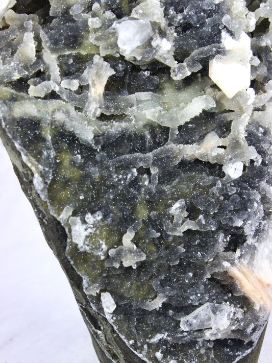 Apophyllite Stilbite on Black Chalcedony