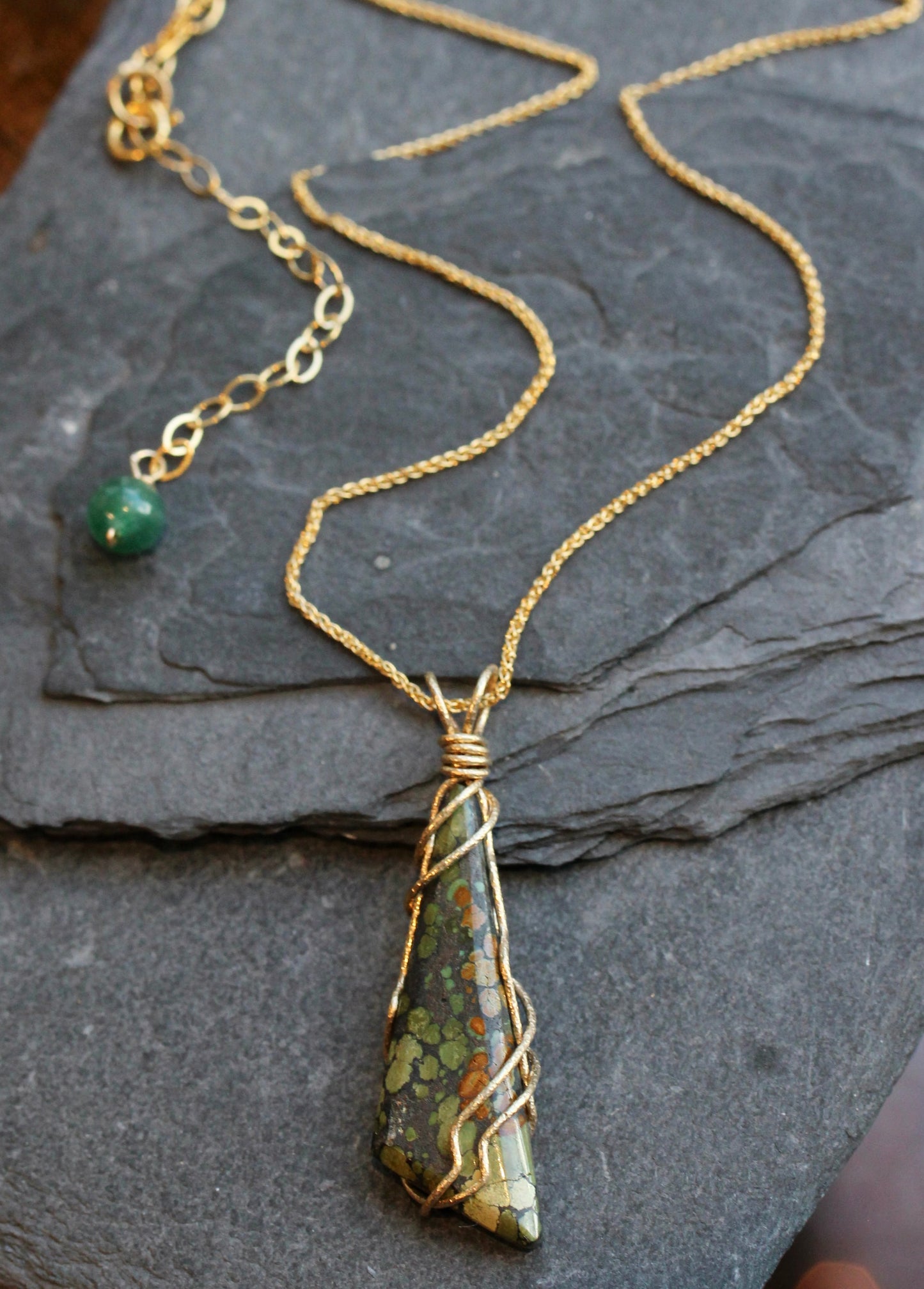 Earthy Turquoise Shard Pendant Necklace