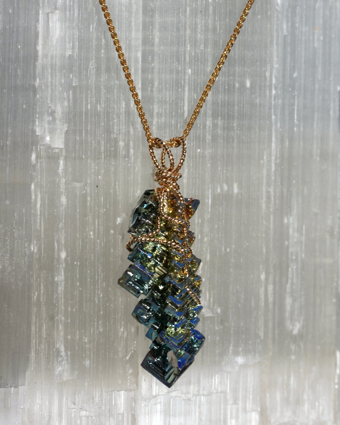 Bismuth Gold Pendant Necklace