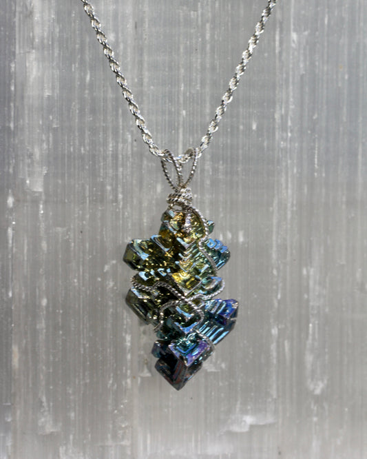 Bismuth Silver Pendant Necklace