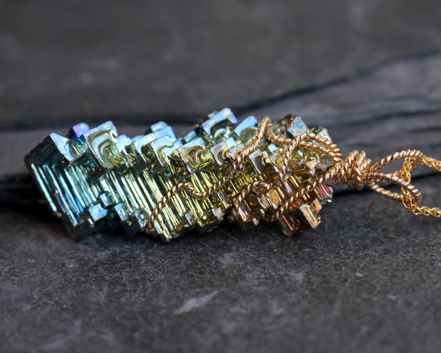 Bismuth Gold Pendant Necklace