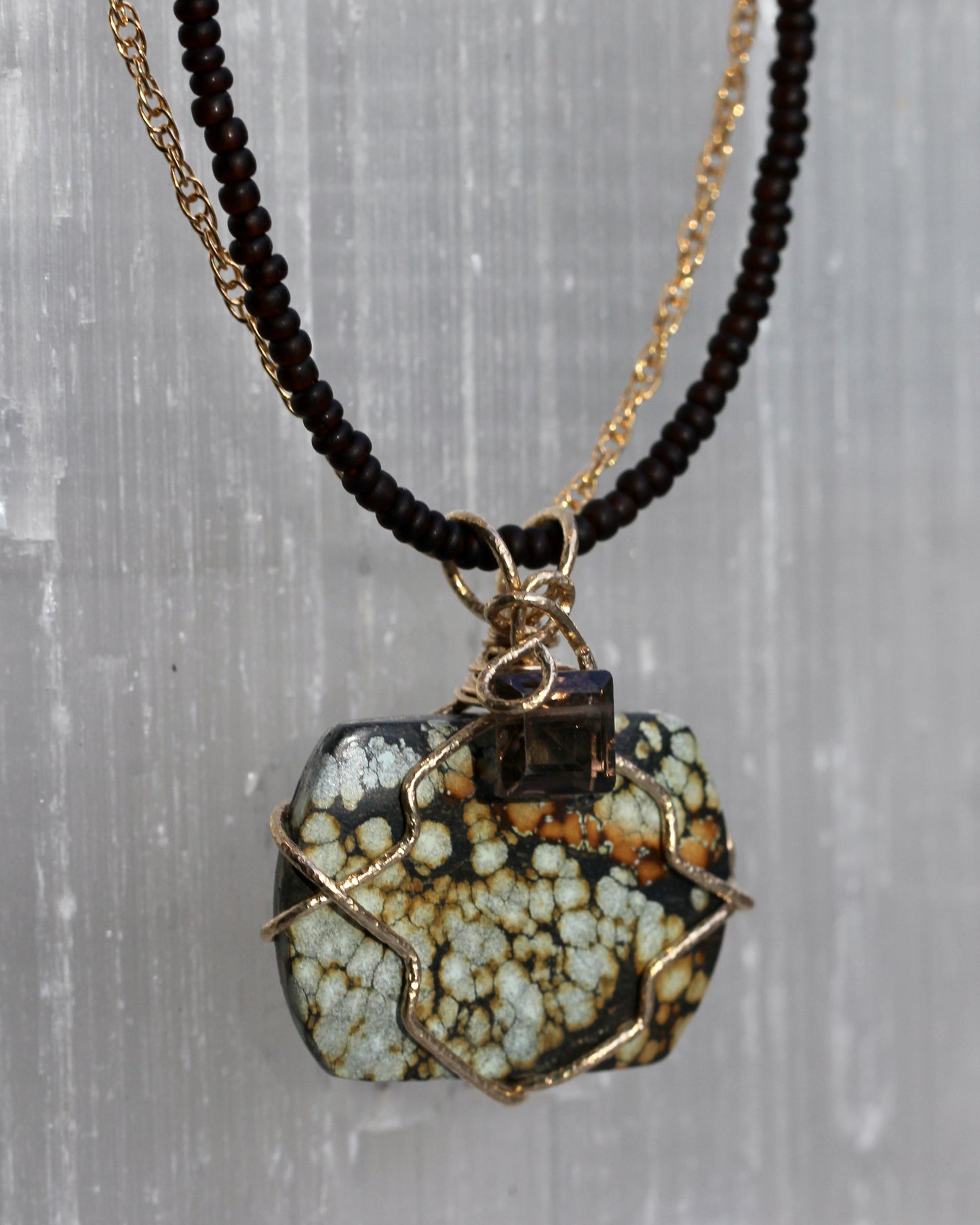 Turquoise Smokey Gold Necklace