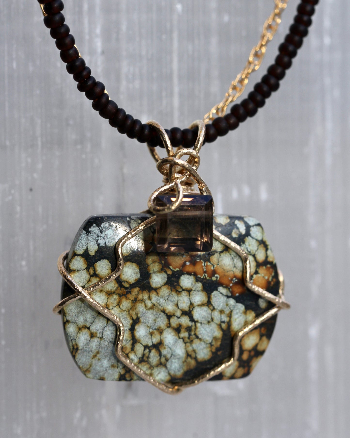 Turquoise Smokey Gold Necklace