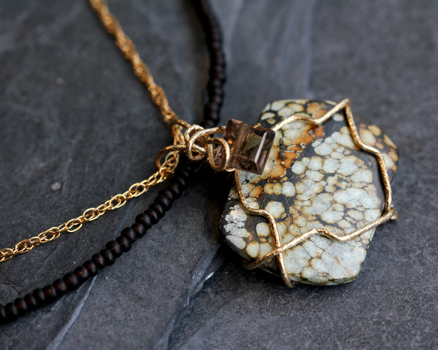 Turquoise Smokey Gold Necklace