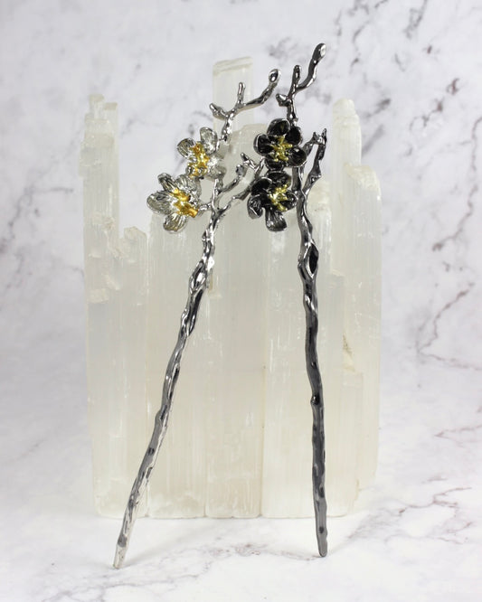 Dark Floral Hair Sticks