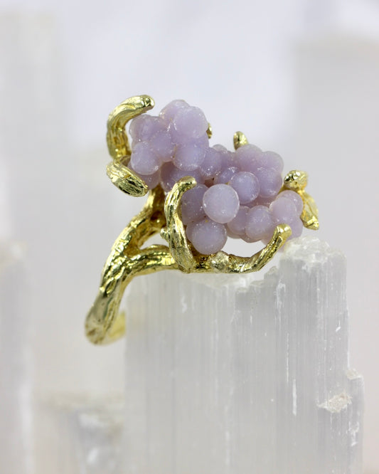 Grape Agate Branch Brass Ring