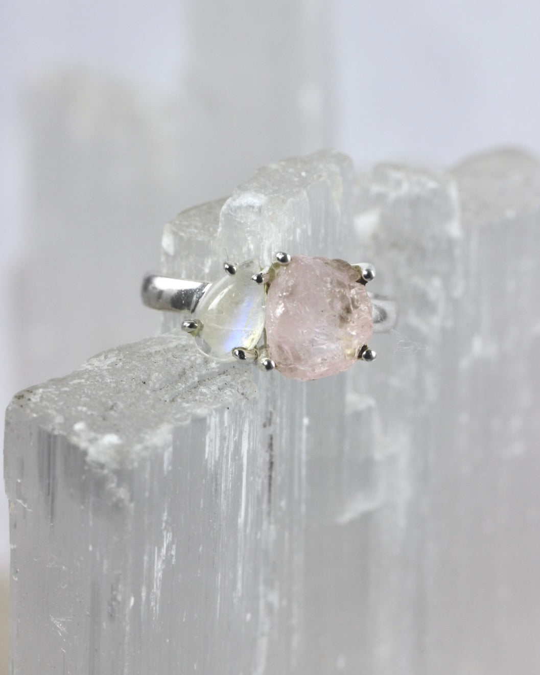 Moonstone Rose Quartz Ring