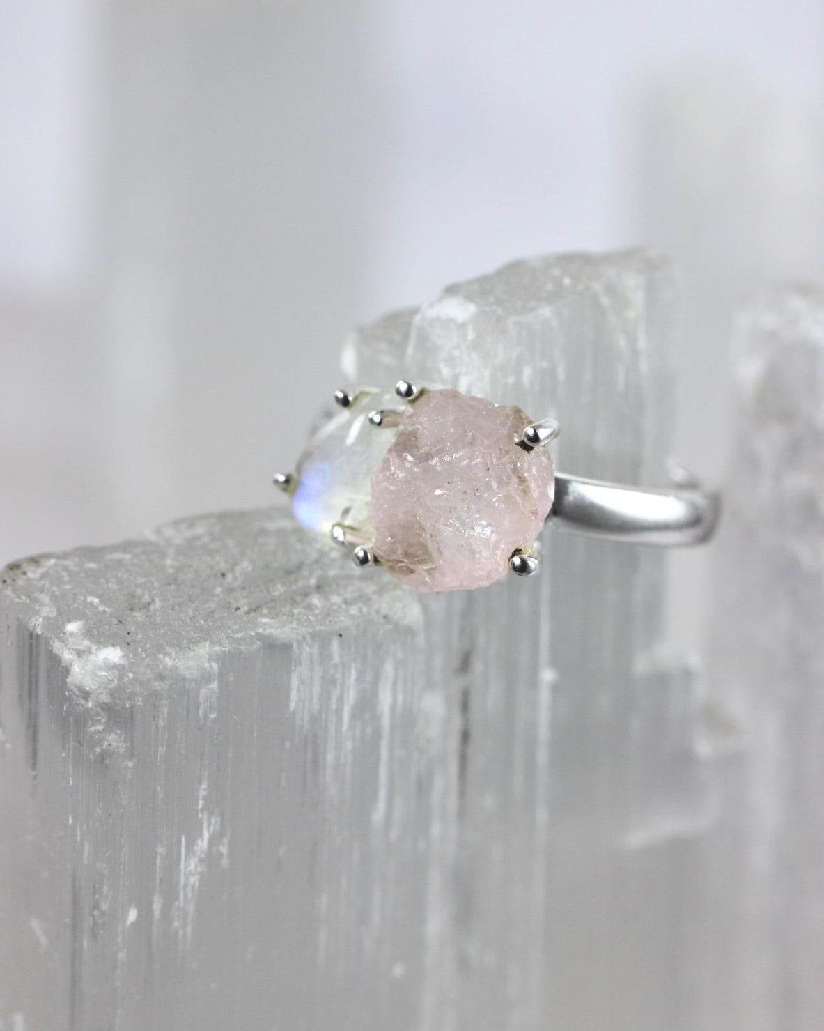 Moonstone Rose Quartz Ring