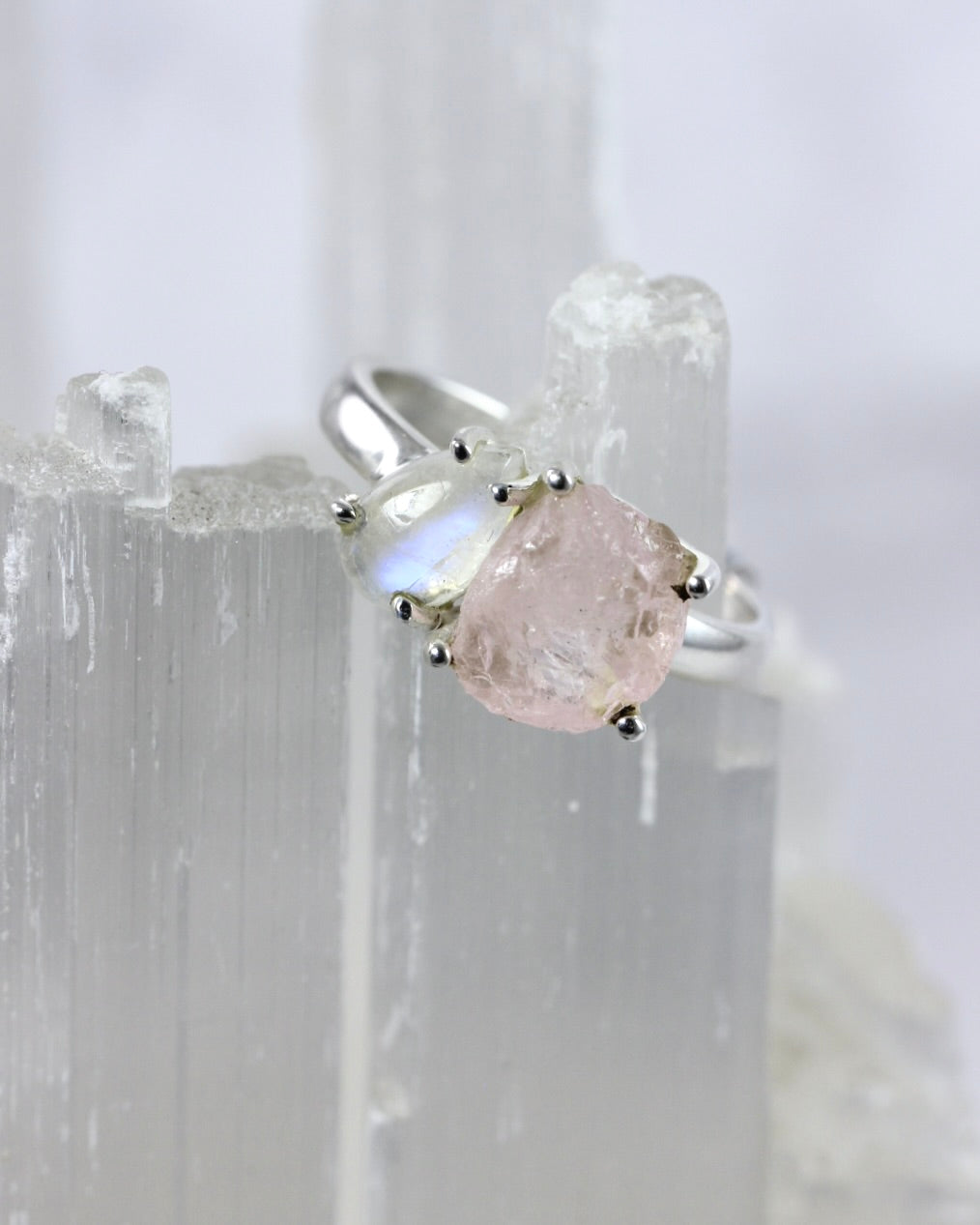 Moonstone Rose Quartz Ring