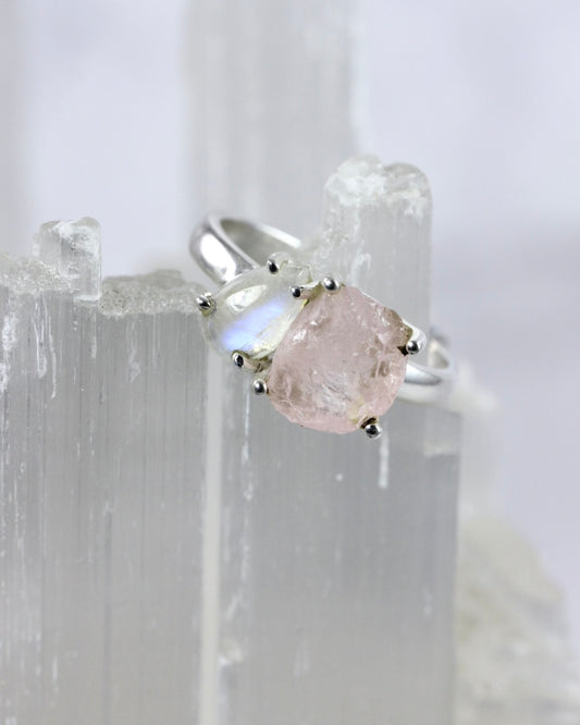 Moonstone Rose Quartz Ring