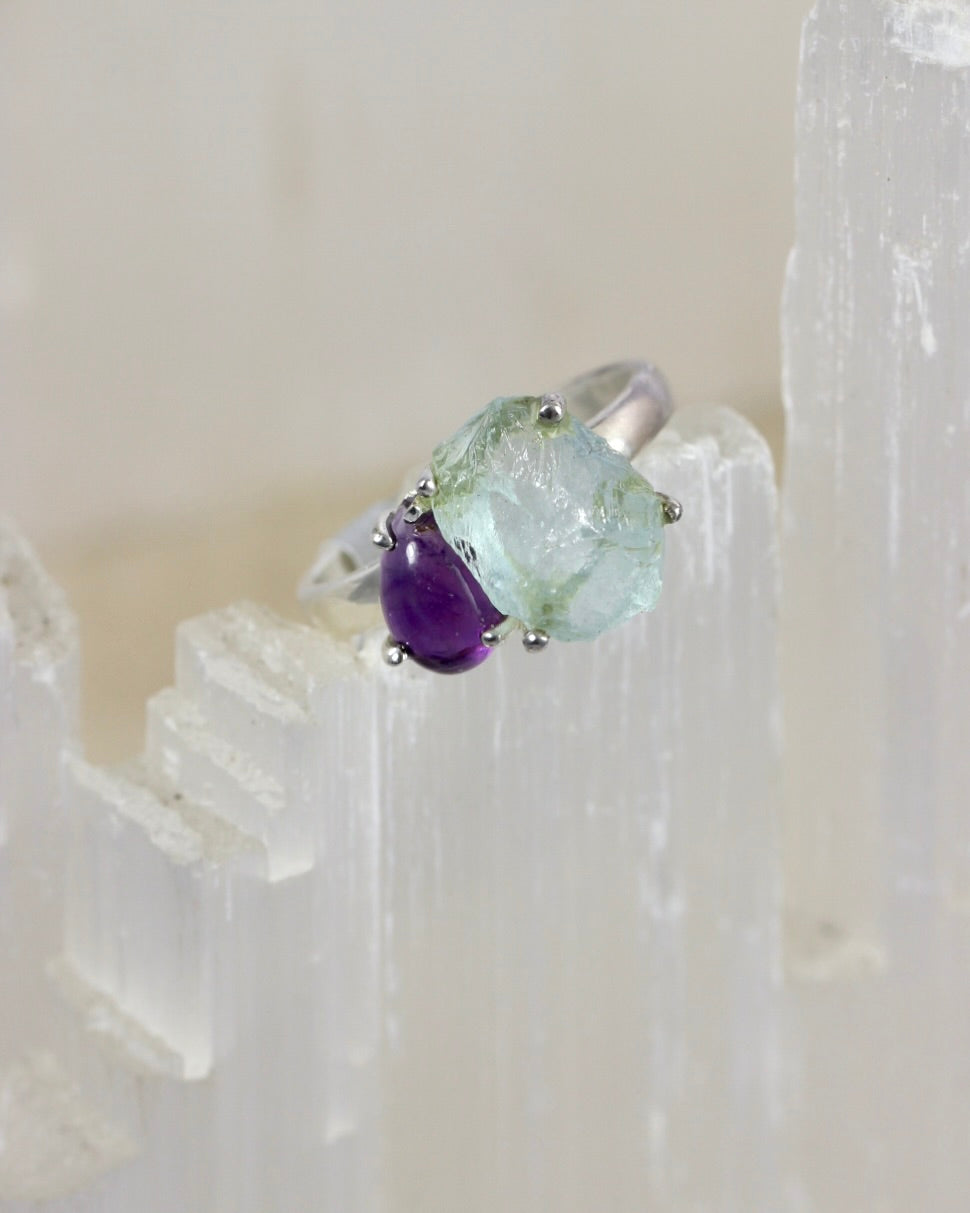 Amethyst Aquamarine Ring