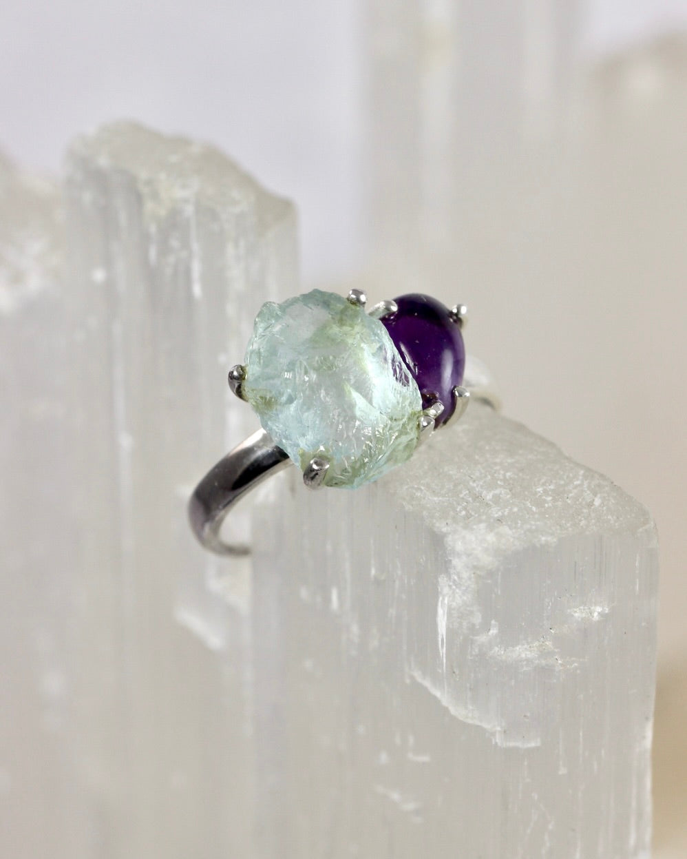 Amethyst Aquamarine Ring