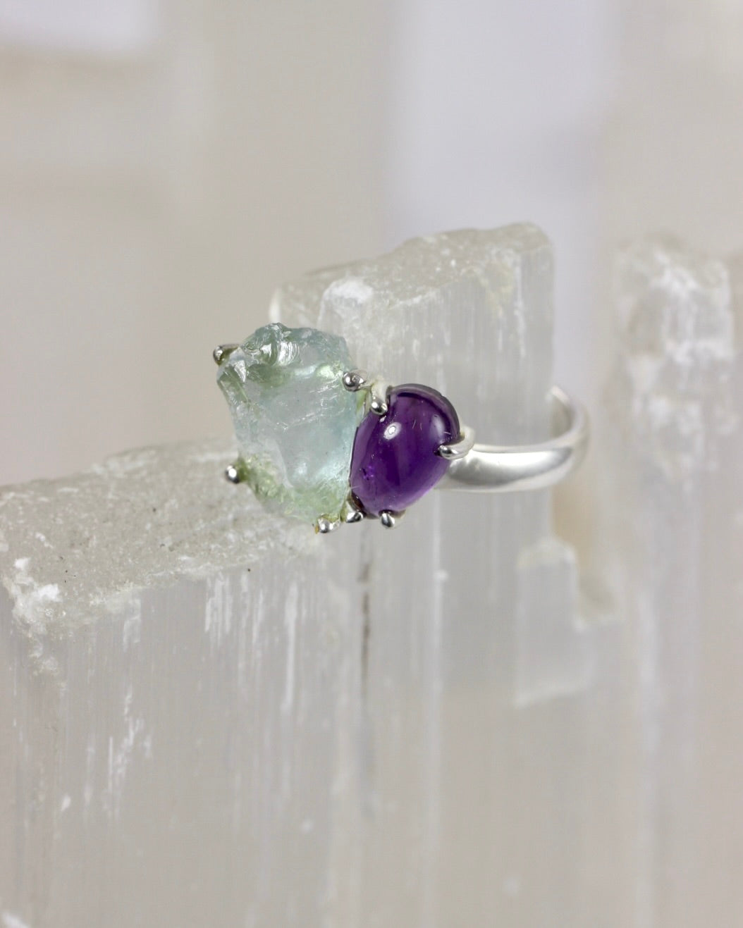 Amethyst Aquamarine Ring