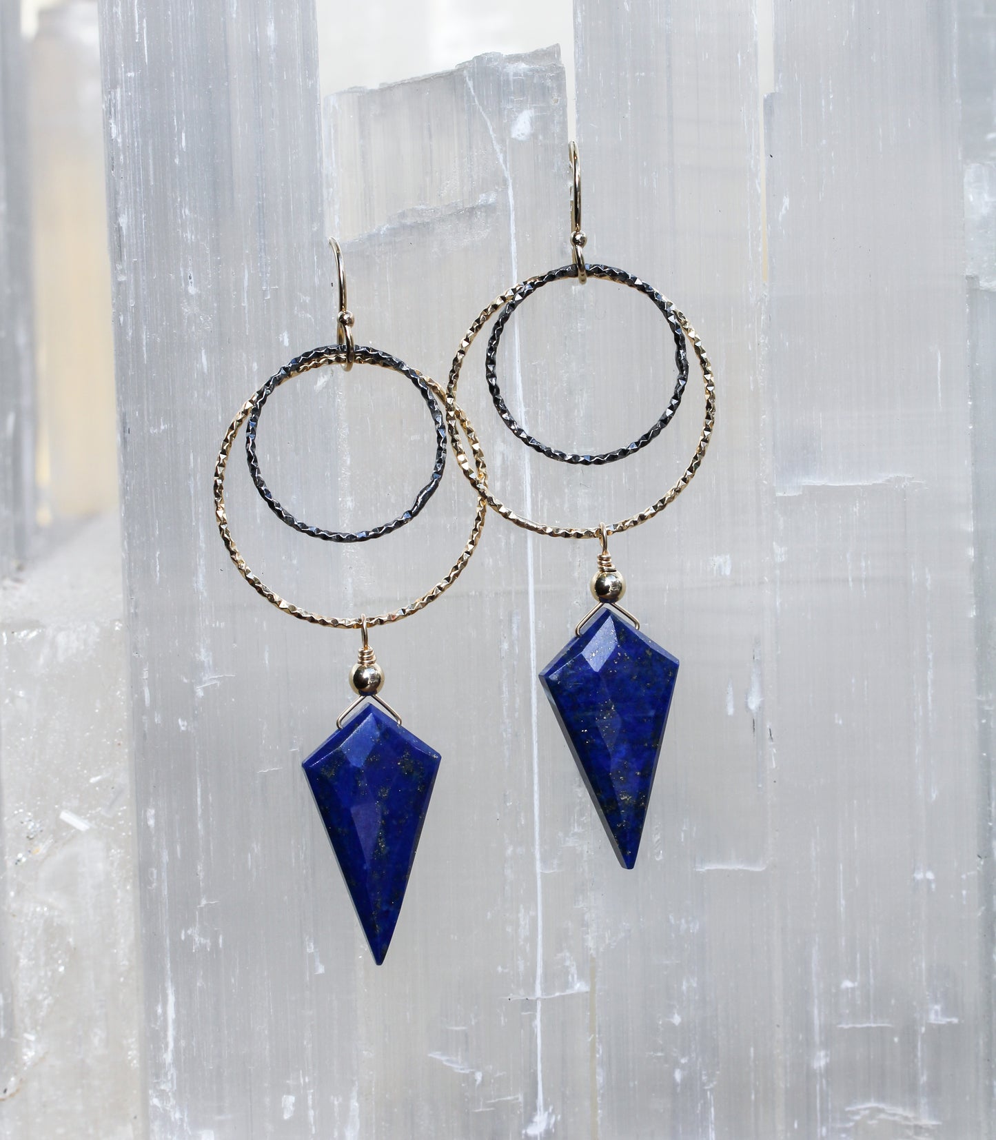 Lapis Ring Drop Earrings