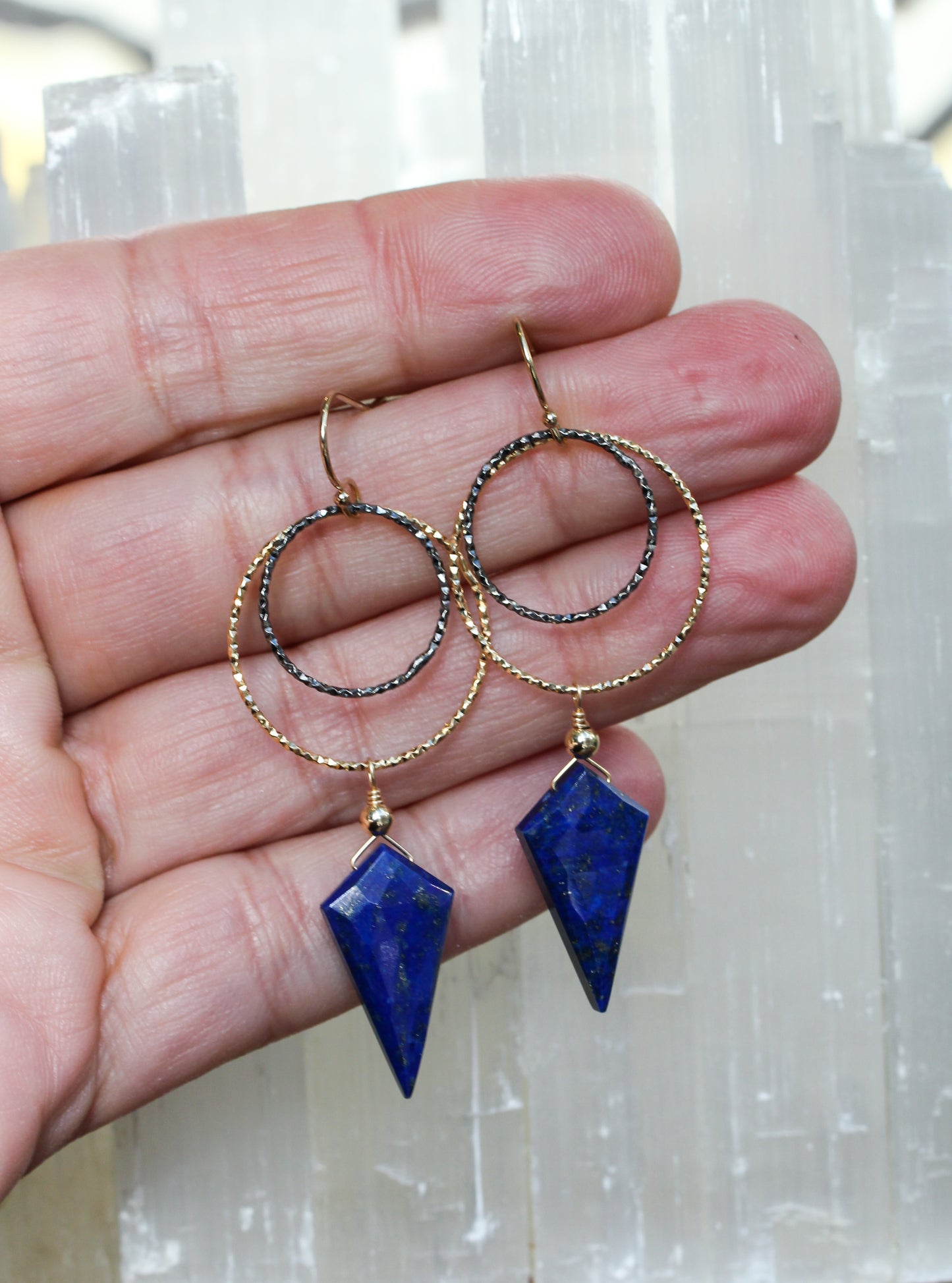 Lapis Ring Drop Earrings