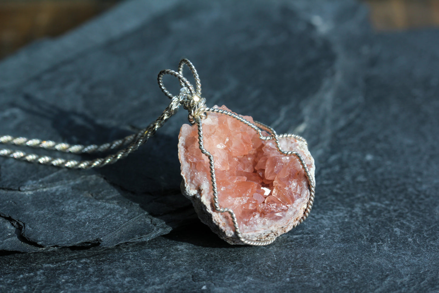 Pink Amethyst Small Geode Pendant