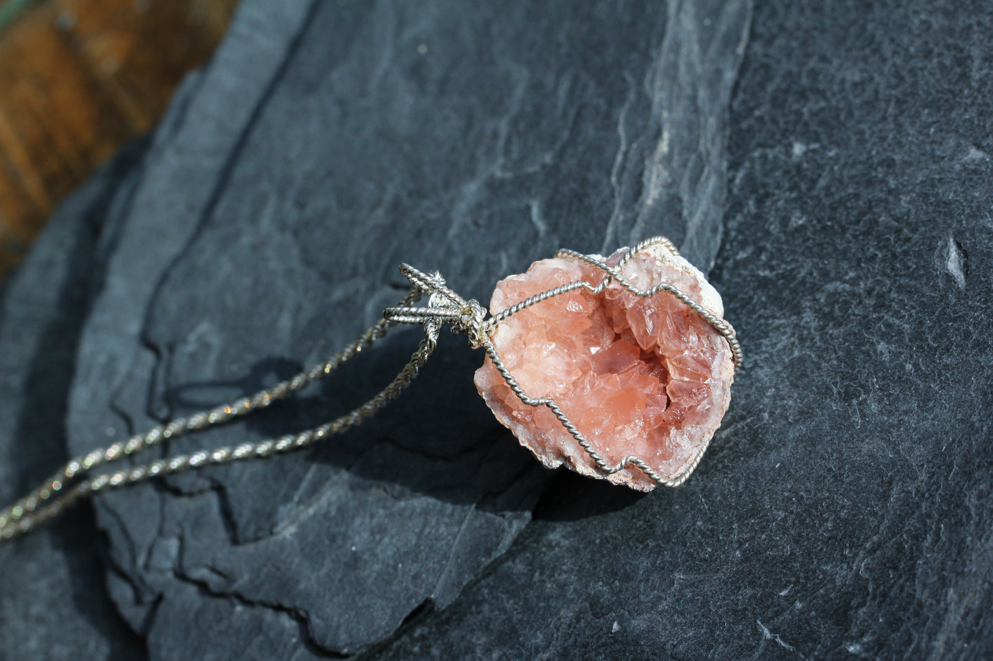 Pink Amethyst Small Geode Pendant