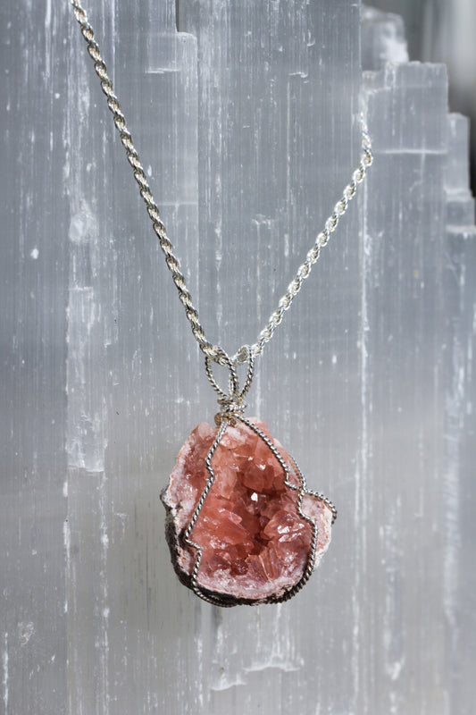 Pink Amethyst Small Geode Pendant