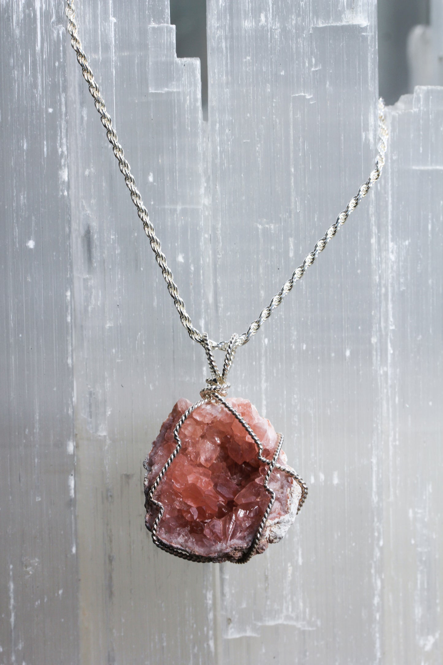 Pink Amethyst Small Geode Pendant