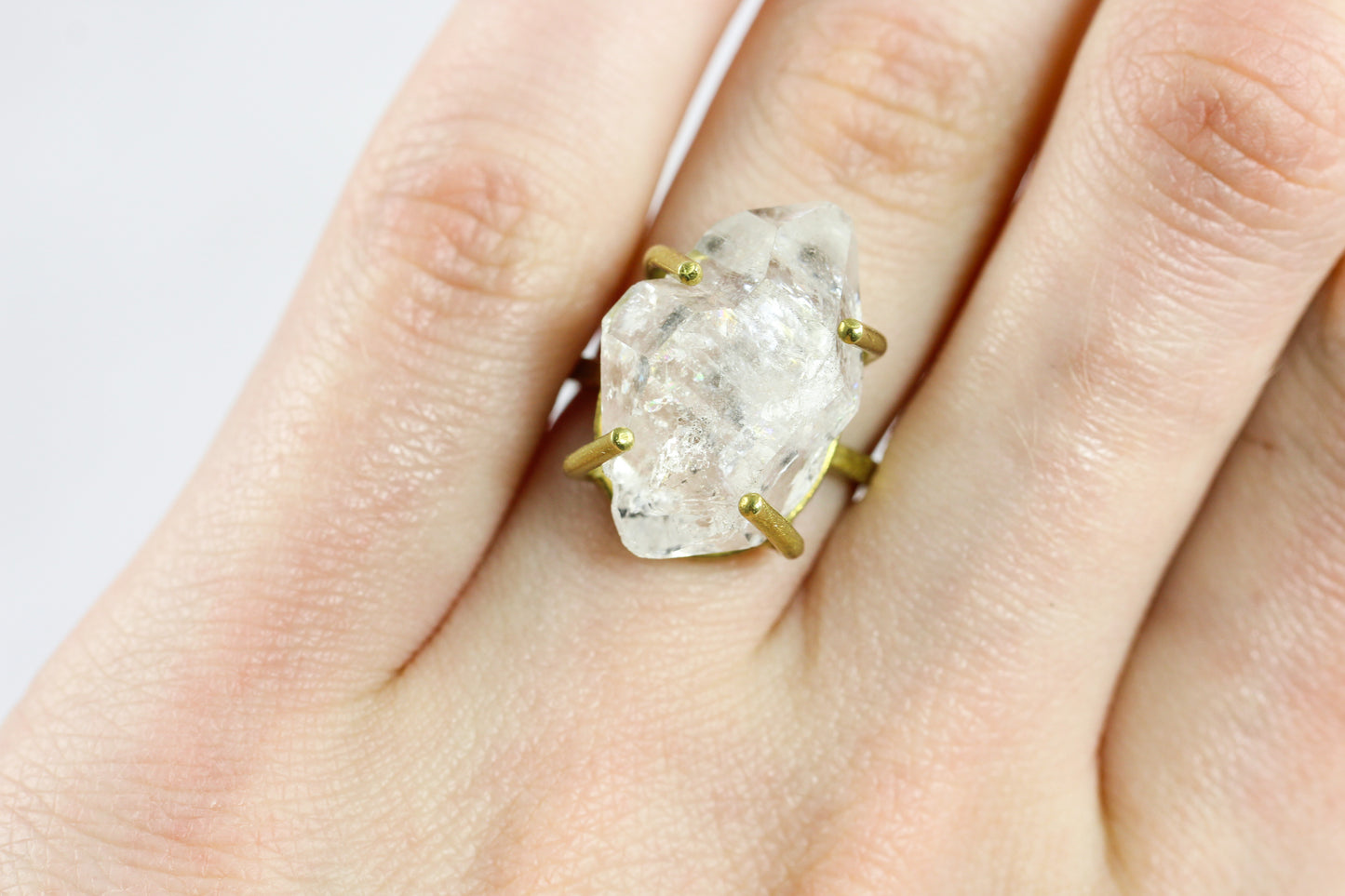 Herkimer Diamond Brass Ring