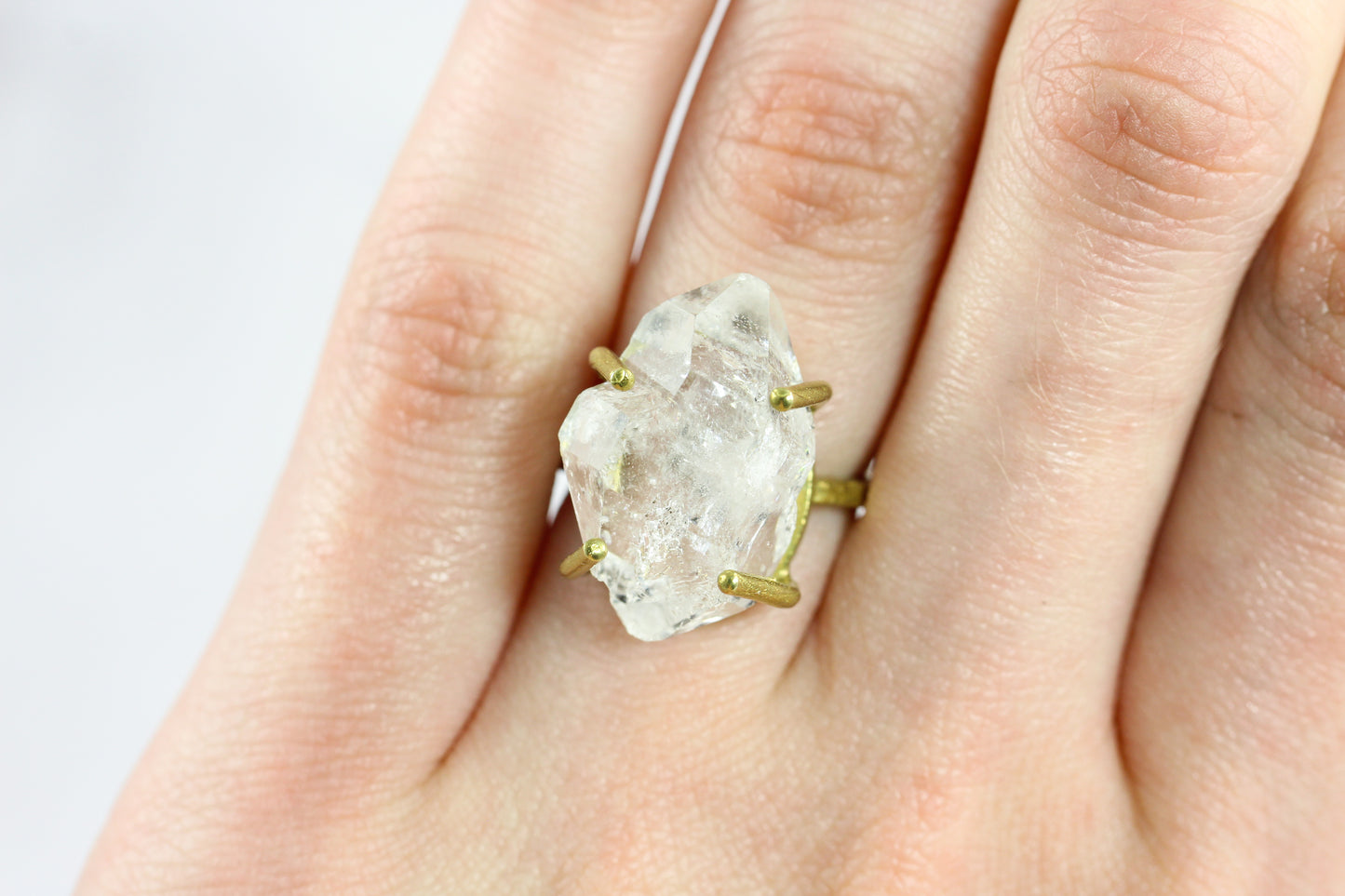 Herkimer Diamond Brass Ring