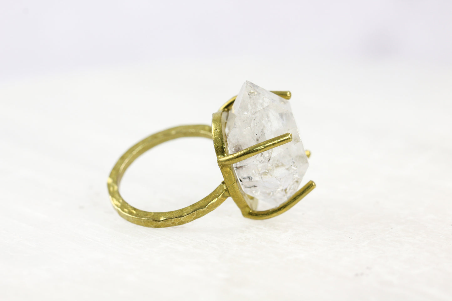 Herkimer Diamond Brass Ring